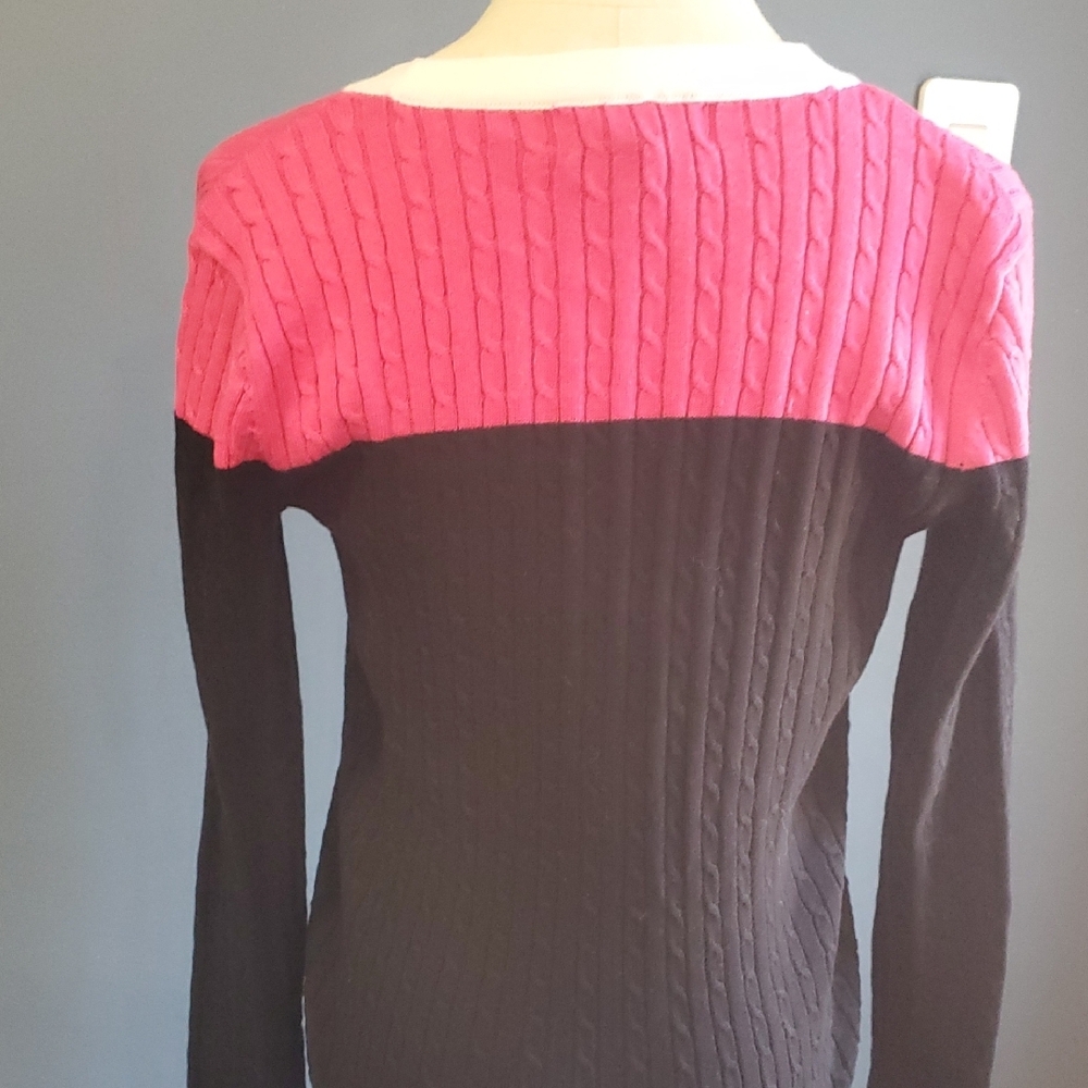 Lauren Ralph Lauren Elegant Black and Pink Women's Cardigan Sweater Sz S - Picture 6 of 14
